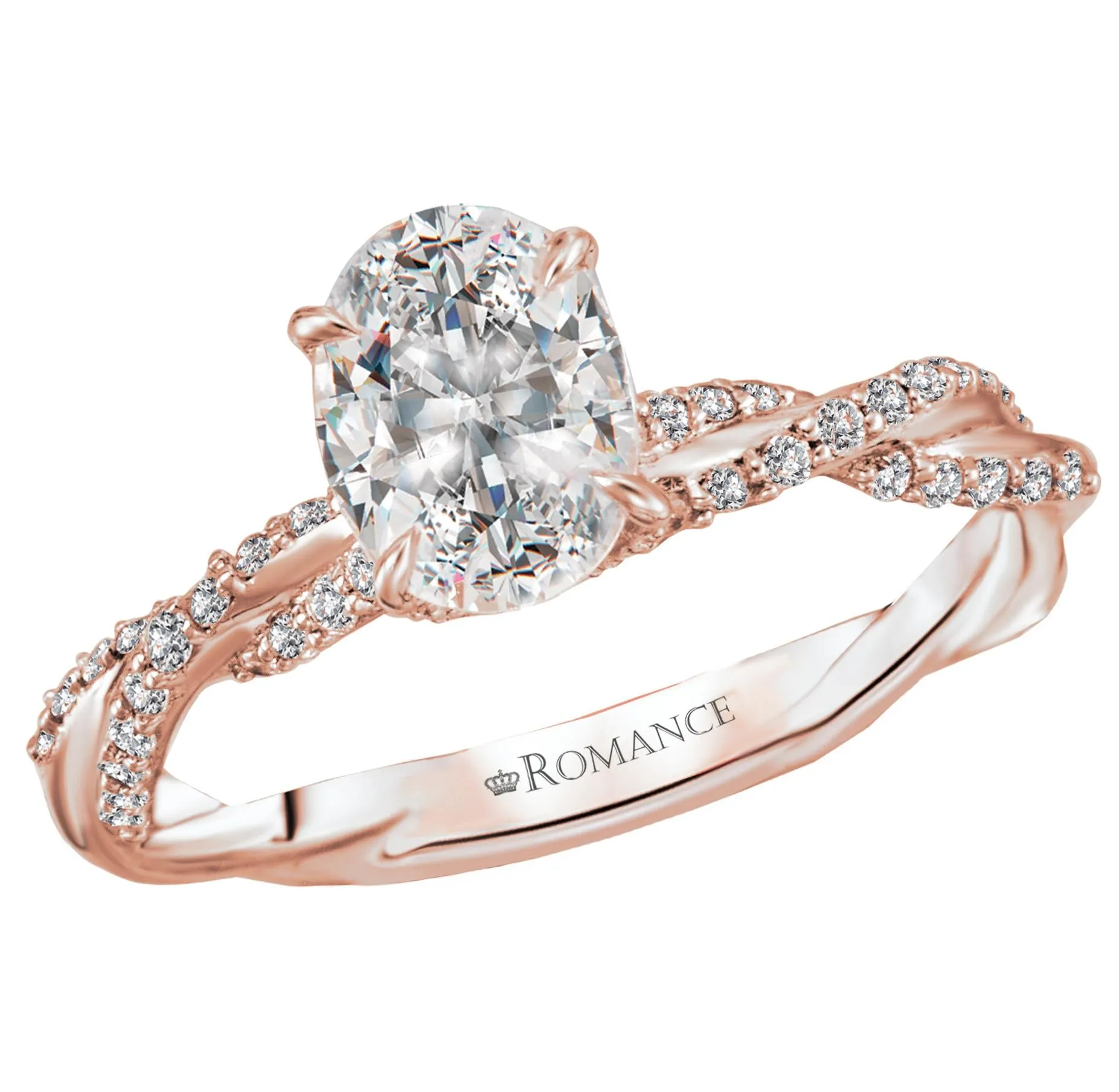 14KT Gold 1 1/4 CTW Oval Diamond Twist Ring