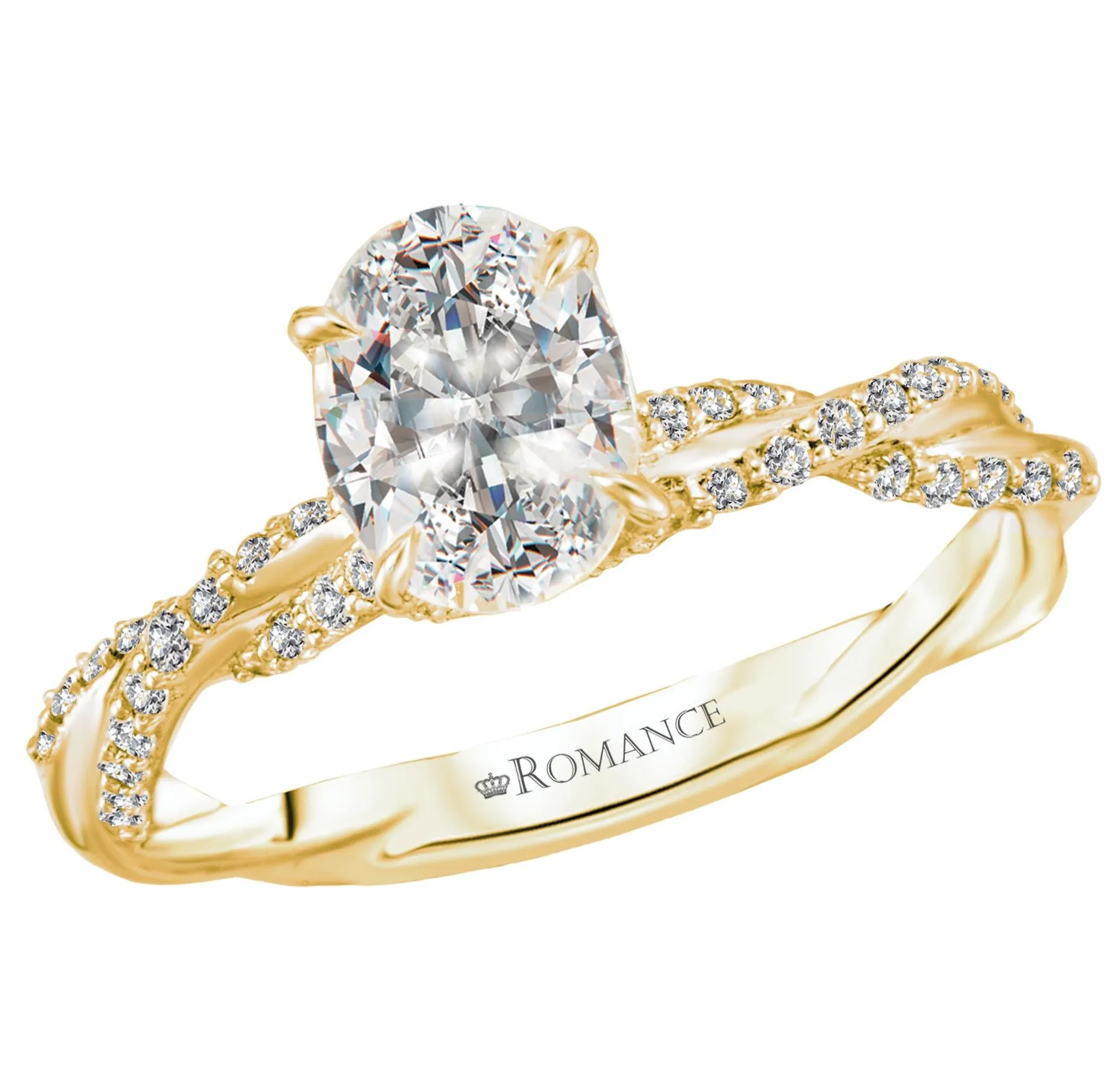 14KT Gold 1 1/4 CTW Oval Diamond Twist Ring