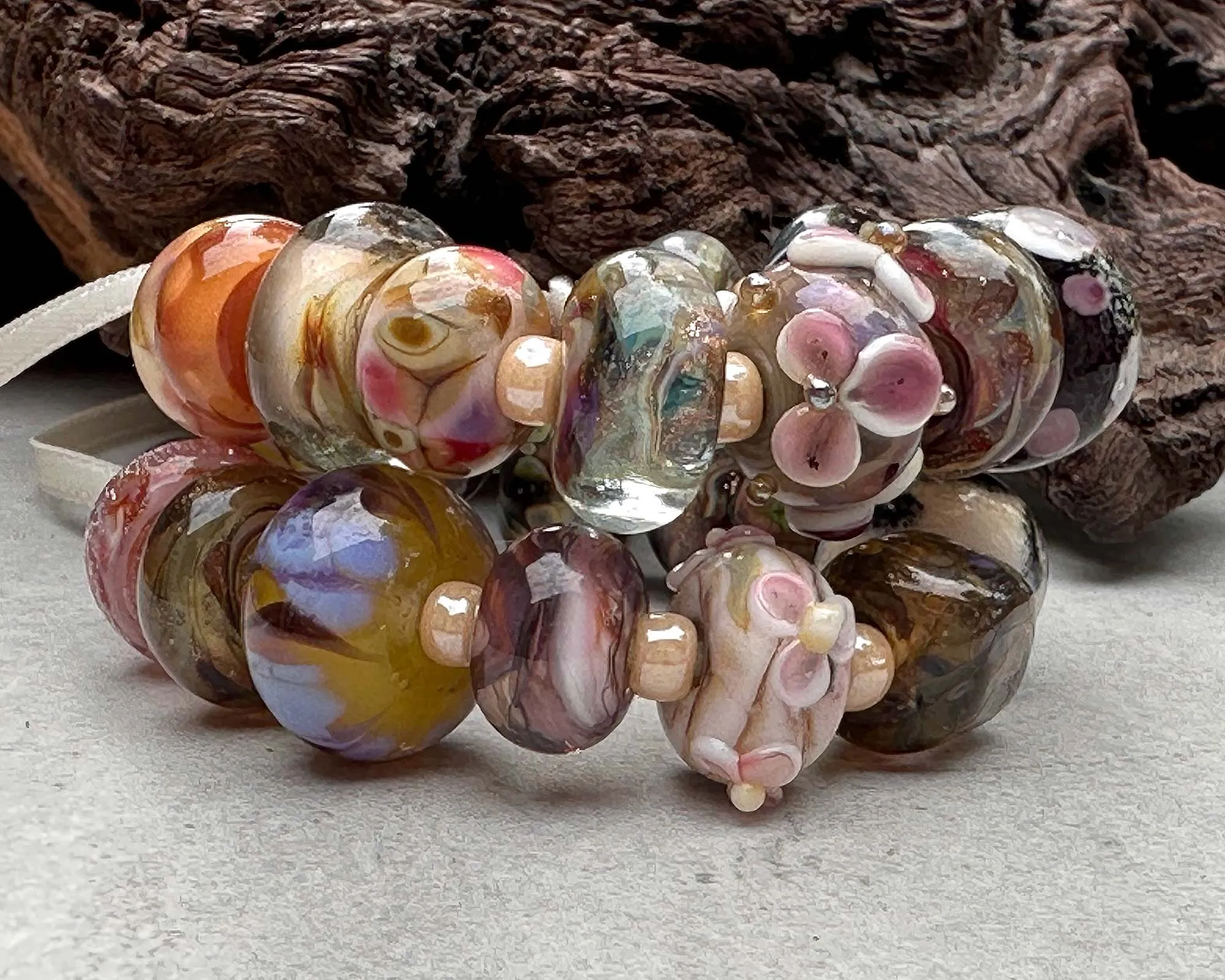 25 Brown Orphans Lampwork Beads Set SRA