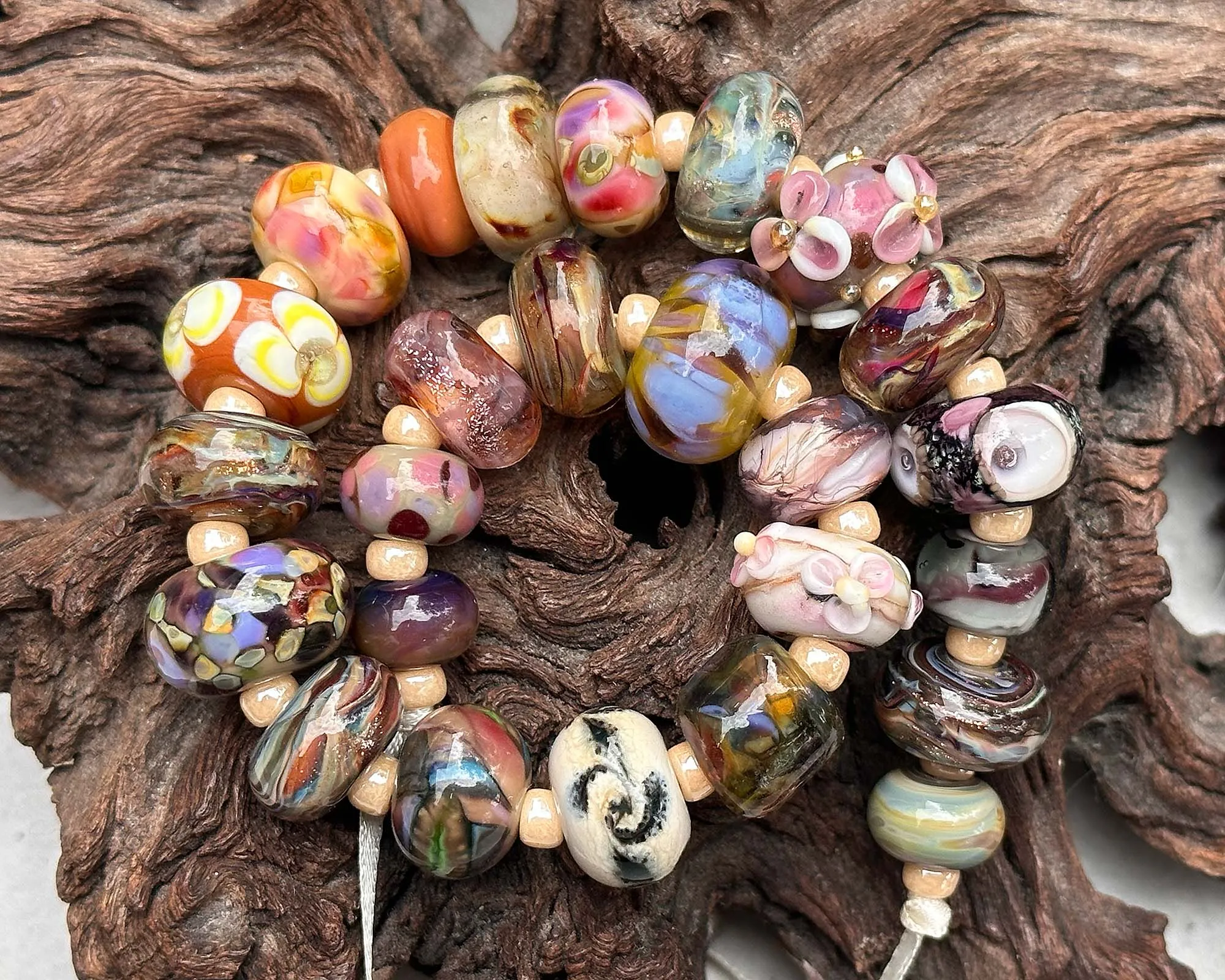 25 Brown Orphans Lampwork Beads Set SRA