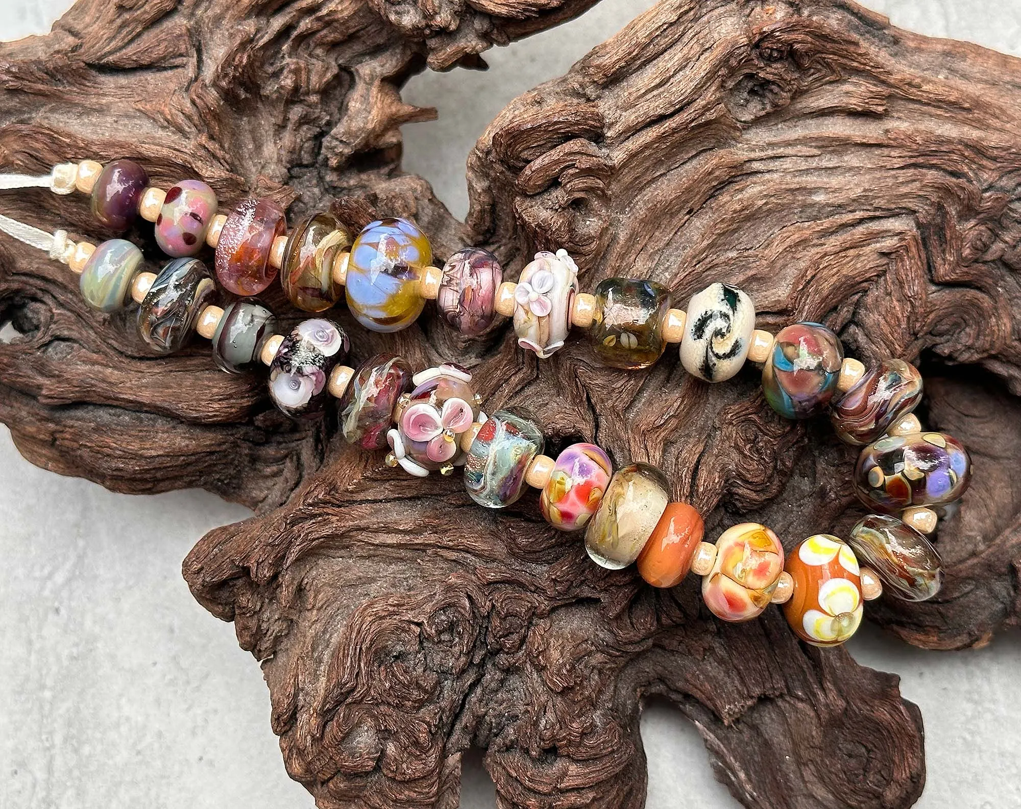 25 Brown Orphans Lampwork Beads Set SRA