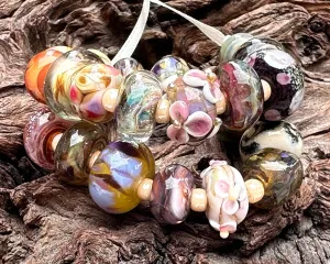 25 Brown Orphans Lampwork Beads Set SRA