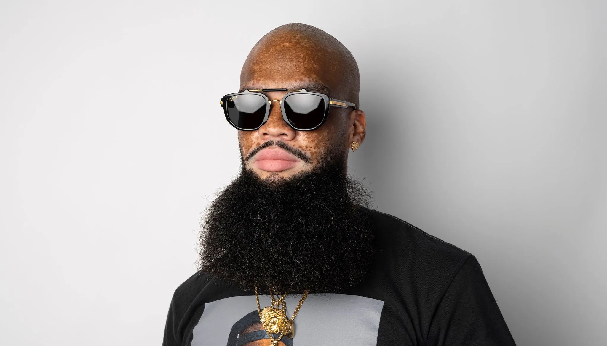 9FIVE Lawrence Black & 24K Gold Sunglasses