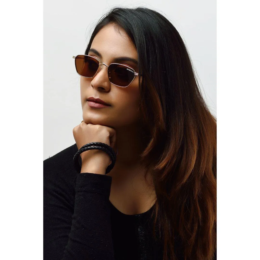 Andreas Gold Brown Edition Trapezoid Sunglasses