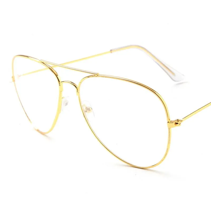 Aviation Gold Frame Sunglasses Female Classic Eyeglasses Transparent Clear Lens Optical Women Men glasses Pilot Style
