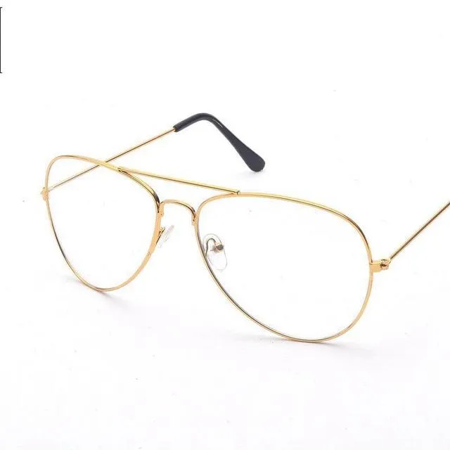 Aviation Gold Frame Sunglasses Female Classic Eyeglasses Transparent Clear Lens Optical Women Men glasses Pilot Style