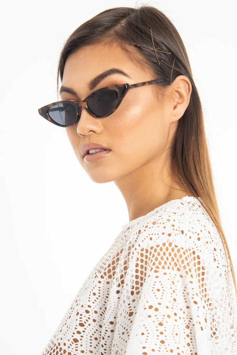 Brown Leopard Tinted Lens Mini Cat Eye Sunglasses - Ezrie