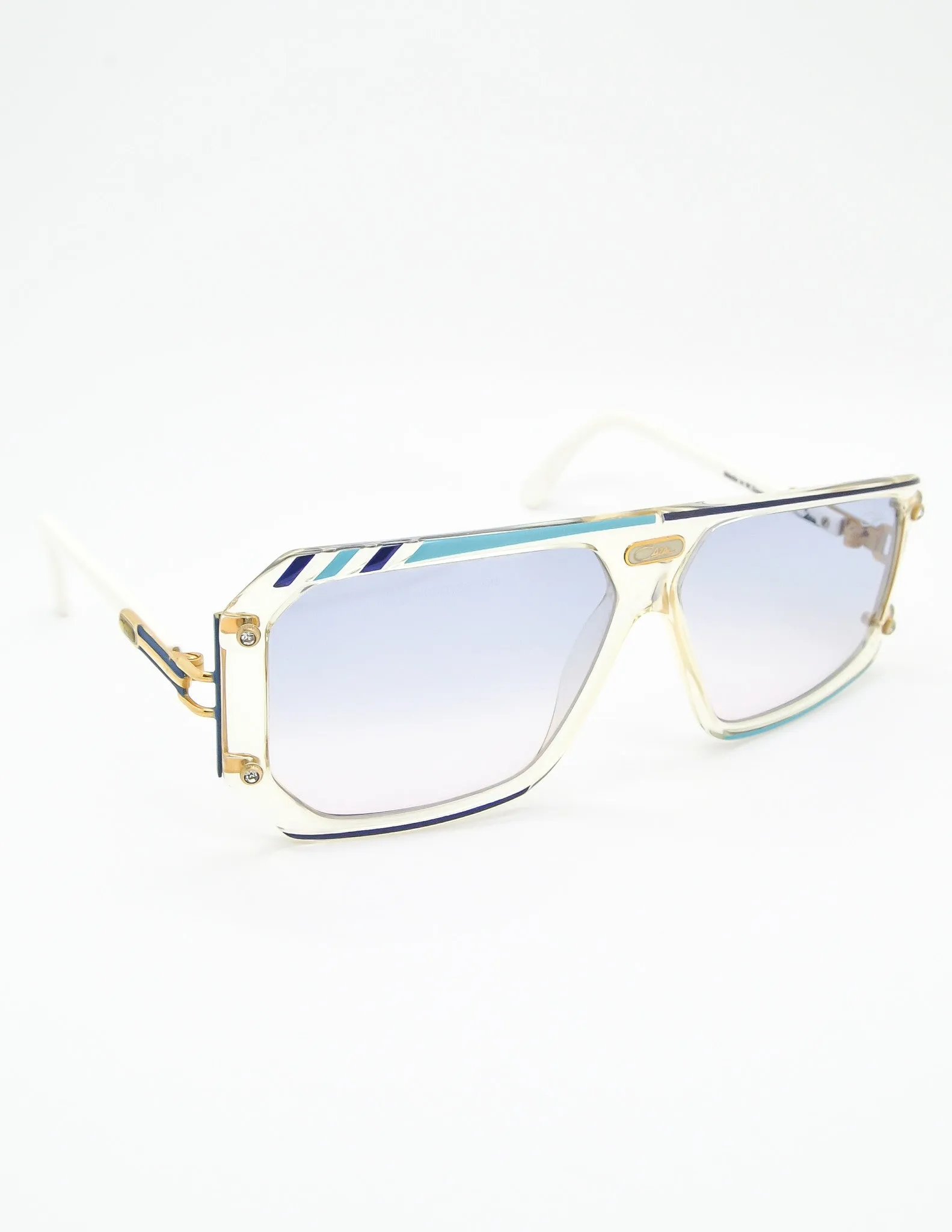 Cazal Vintage Asymmetrical Navy and Aqua Blue Sunglasses 867 649