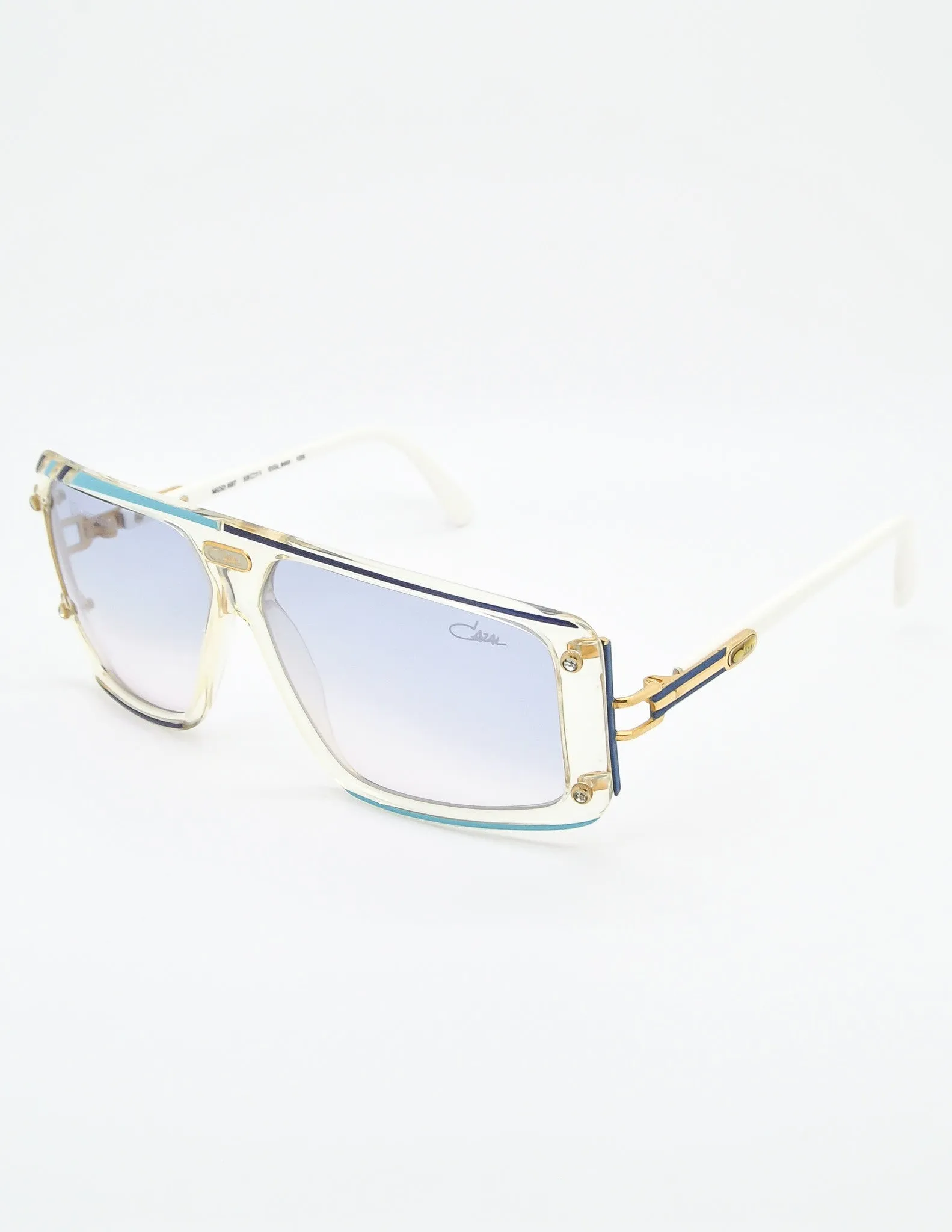 Cazal Vintage Asymmetrical Navy and Aqua Blue Sunglasses 867 649
