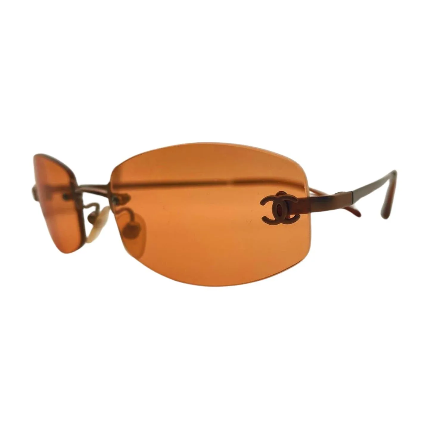 Chanel Brown Orange Metal Sunglasses