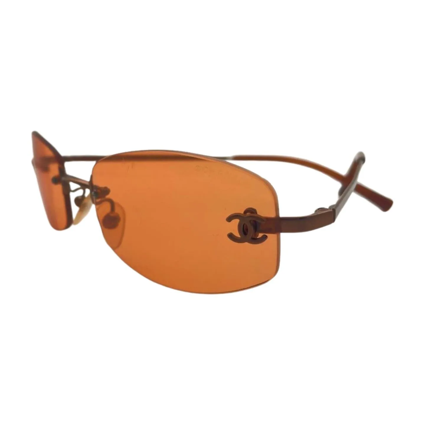 Chanel Brown Orange Metal Sunglasses