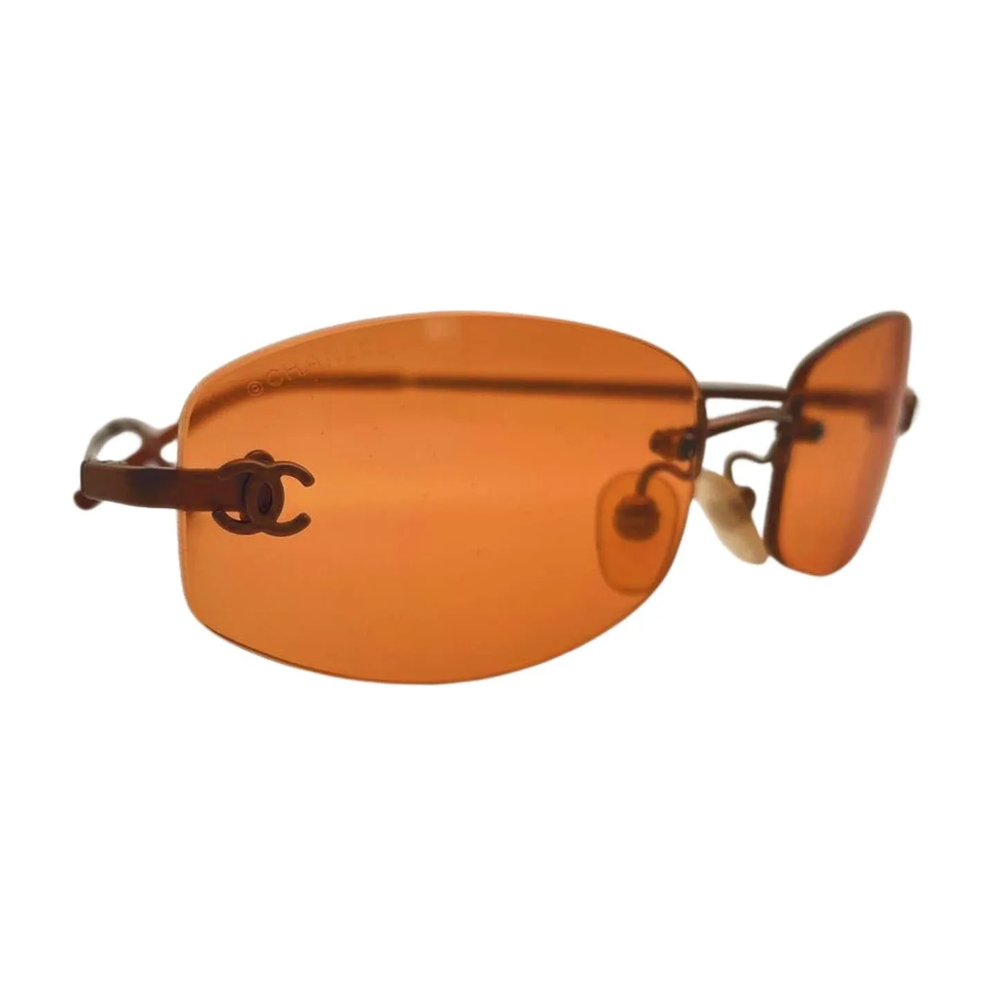 Chanel Brown Orange Metal Sunglasses
