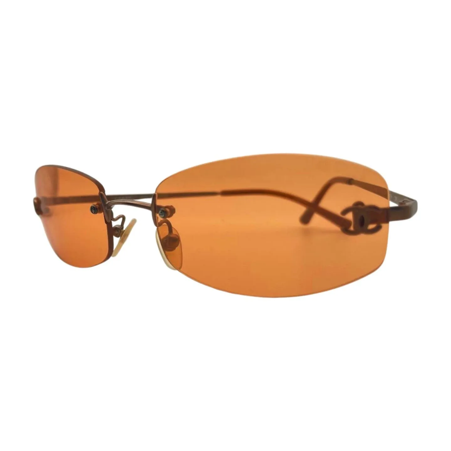 Chanel Brown Orange Metal Sunglasses