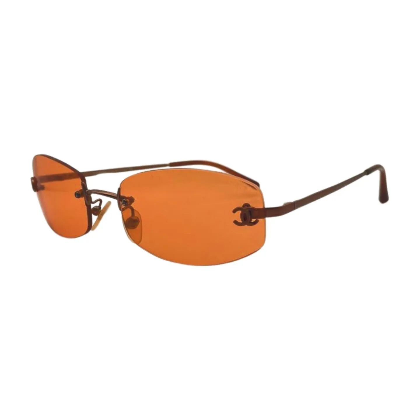 Chanel Brown Orange Metal Sunglasses