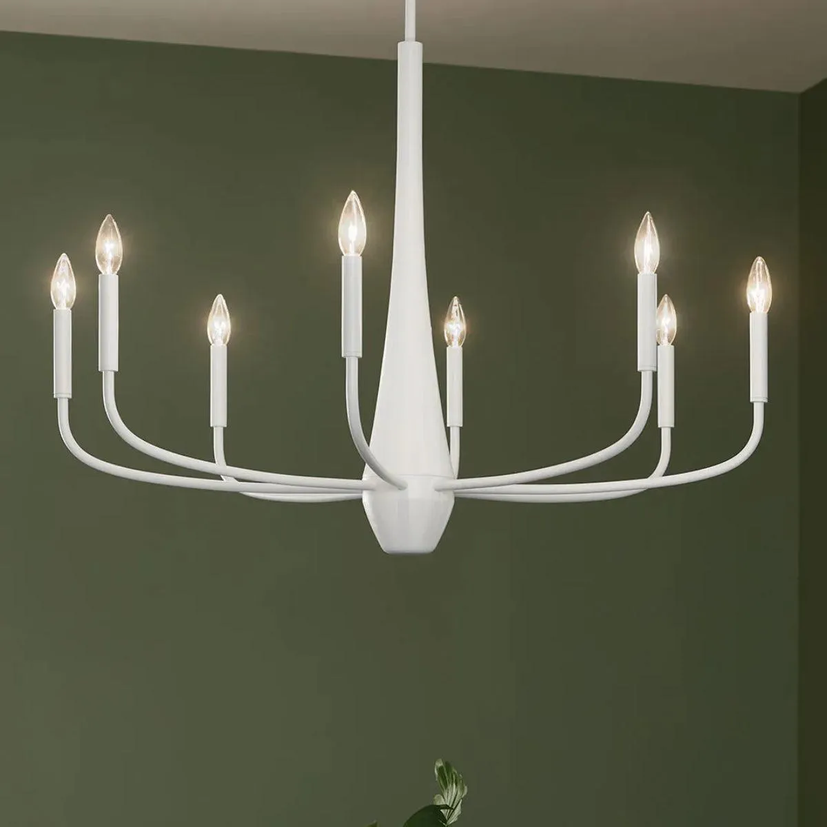 Deela 36" 8-Light Chandelier 1-Tier, White Finish