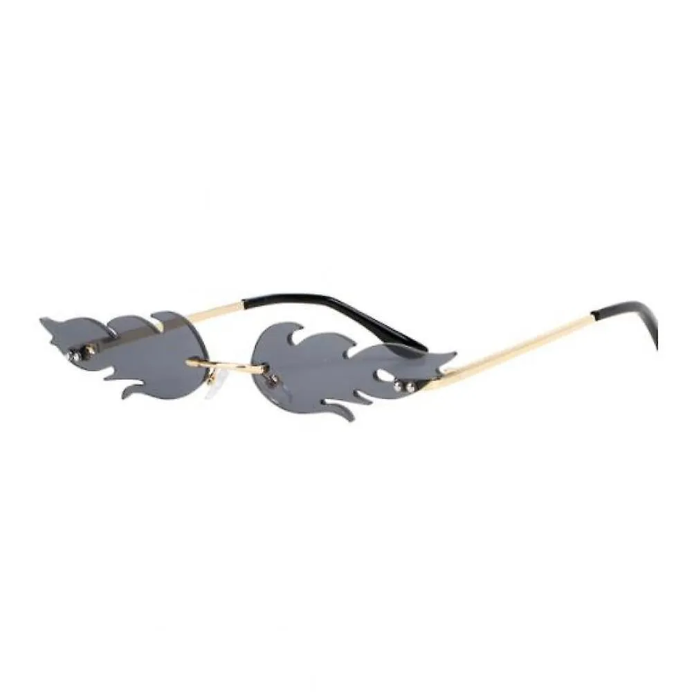 Gray Rimless Flame Sunglasses For Women's
