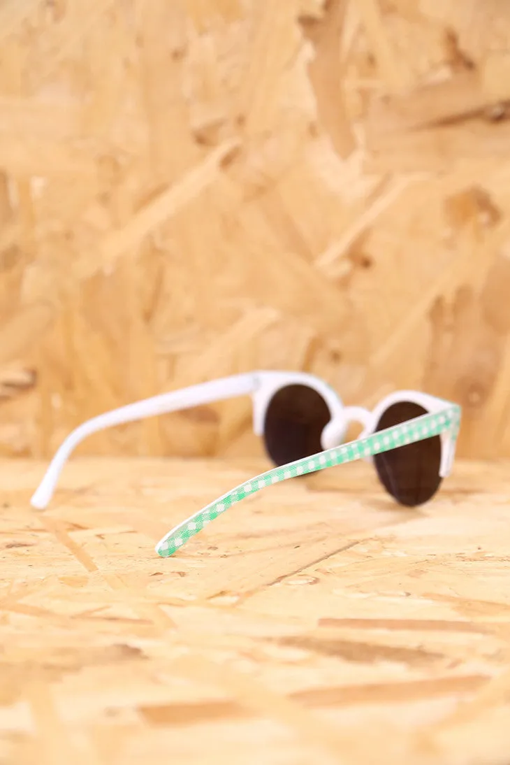Green Gingham Sunglasses
