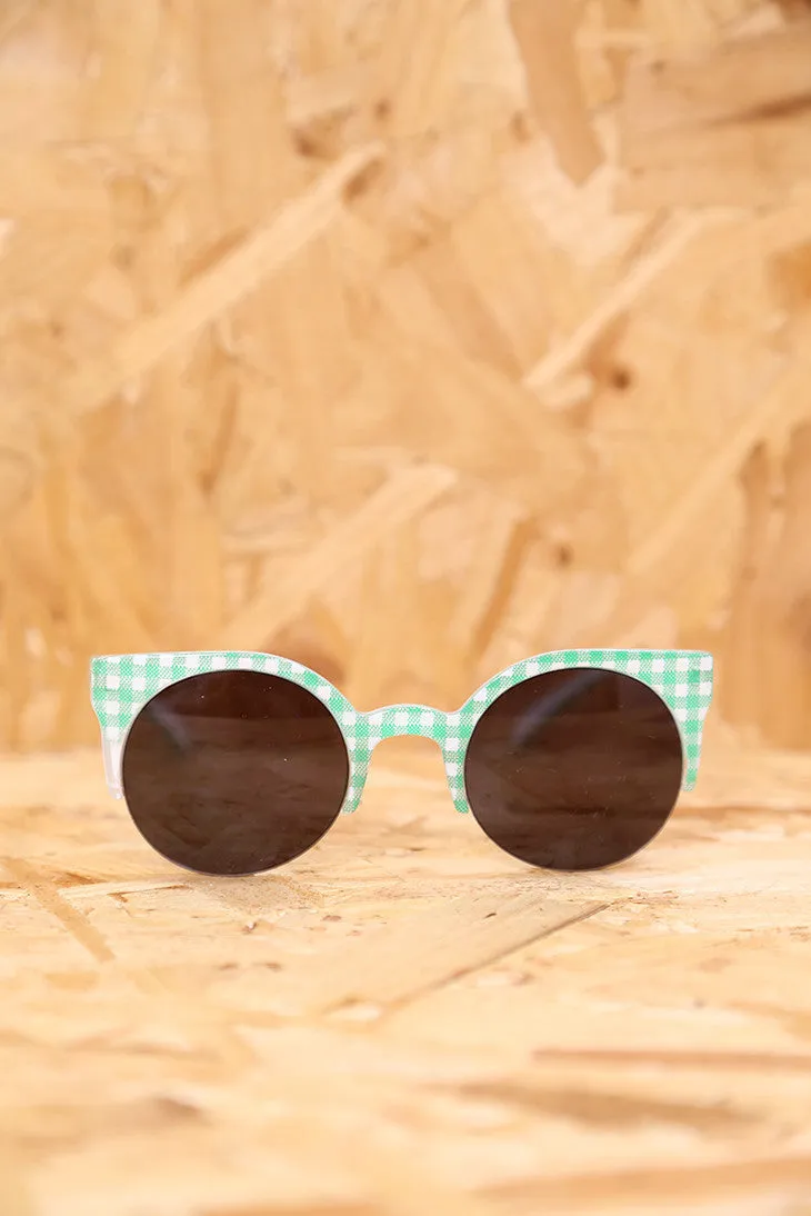 Green Gingham Sunglasses