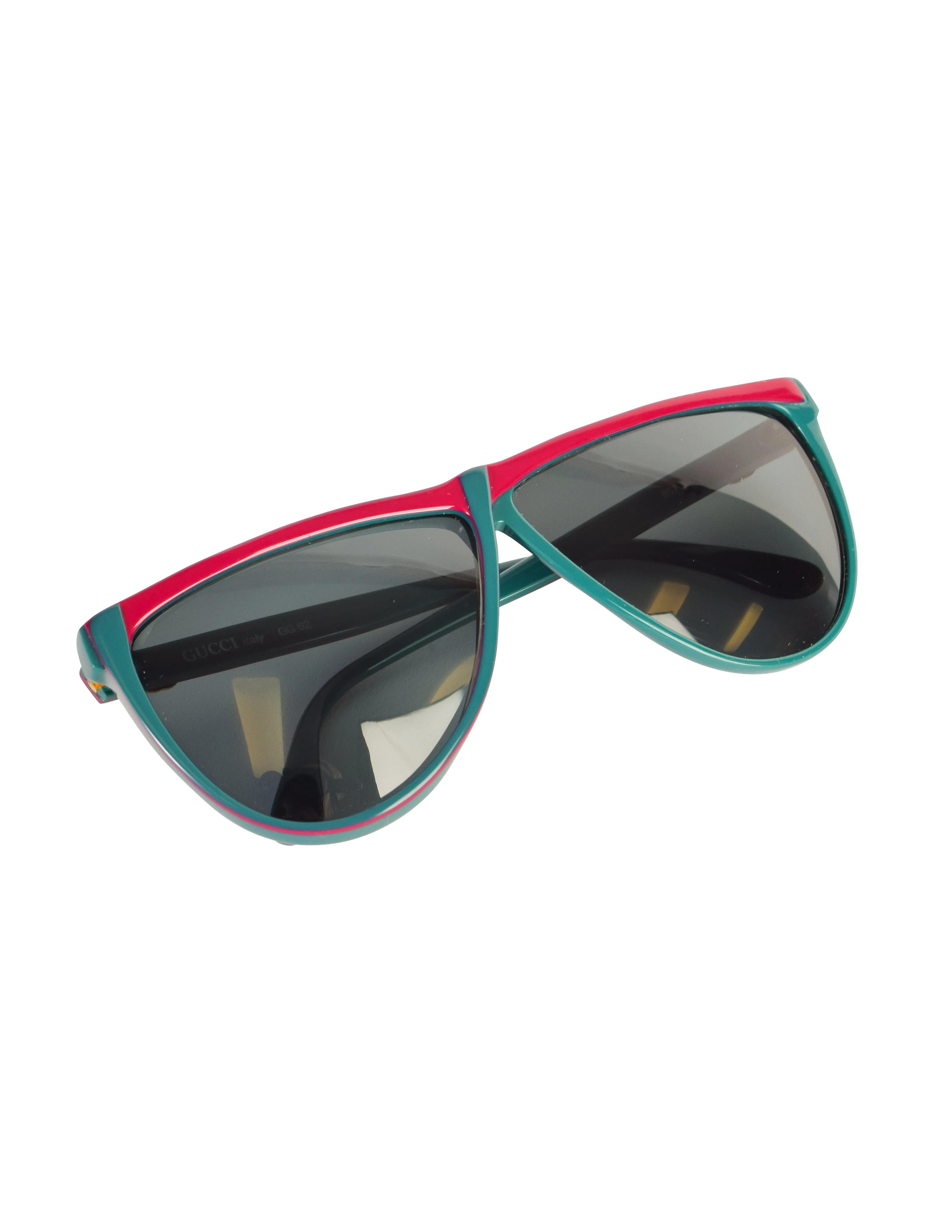 Gucci Vintage 1980s Green Red GG62 Sunglasses