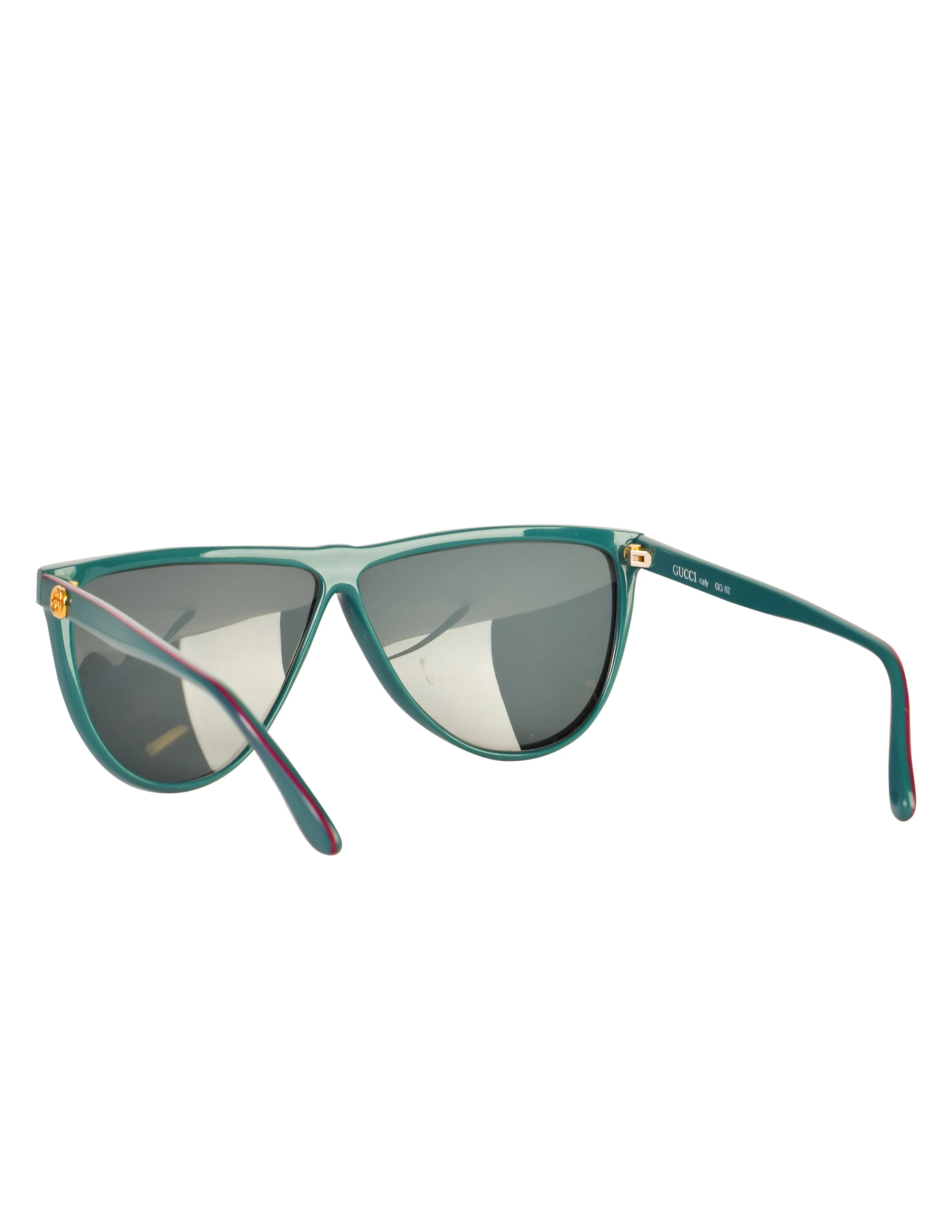 Gucci Vintage 1980s Green Red GG62 Sunglasses