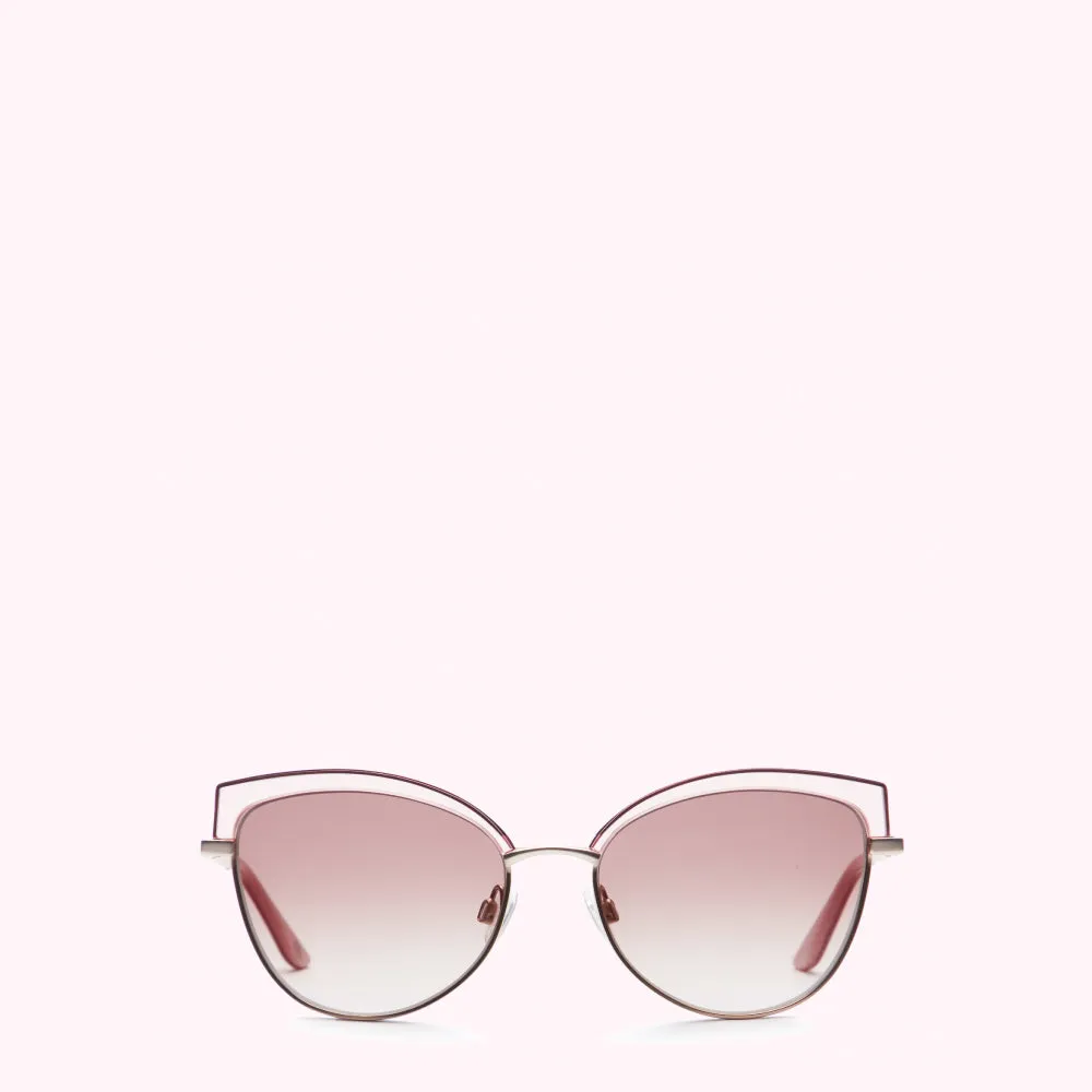 HONEYSUCKLE AND GOLD METAL CAT EYE SUNGLASSES
