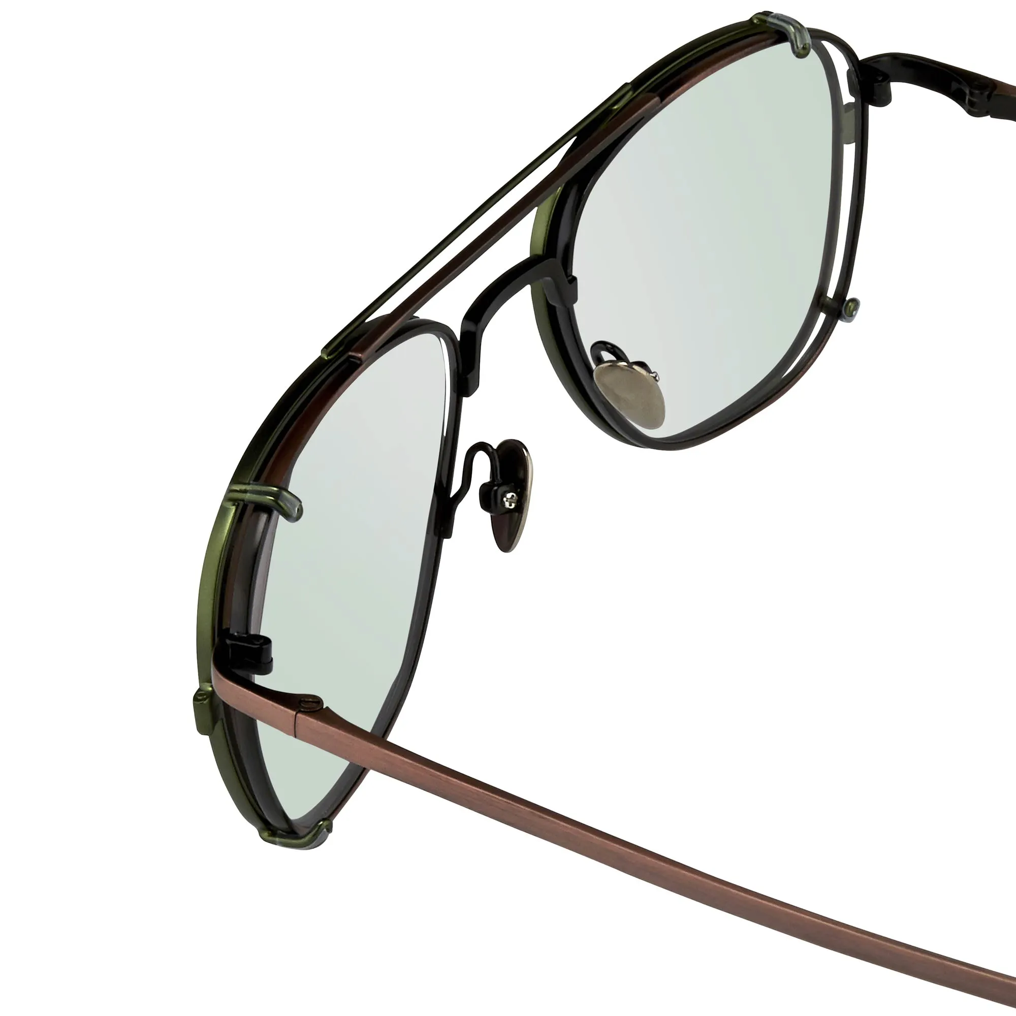 Kris Van Assche Sunglasses Rectangular Matte Bronze and Green