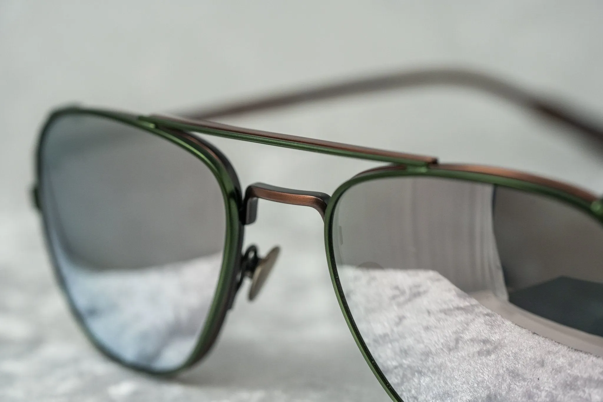 Kris Van Assche Sunglasses Rectangular Matte Bronze and Green