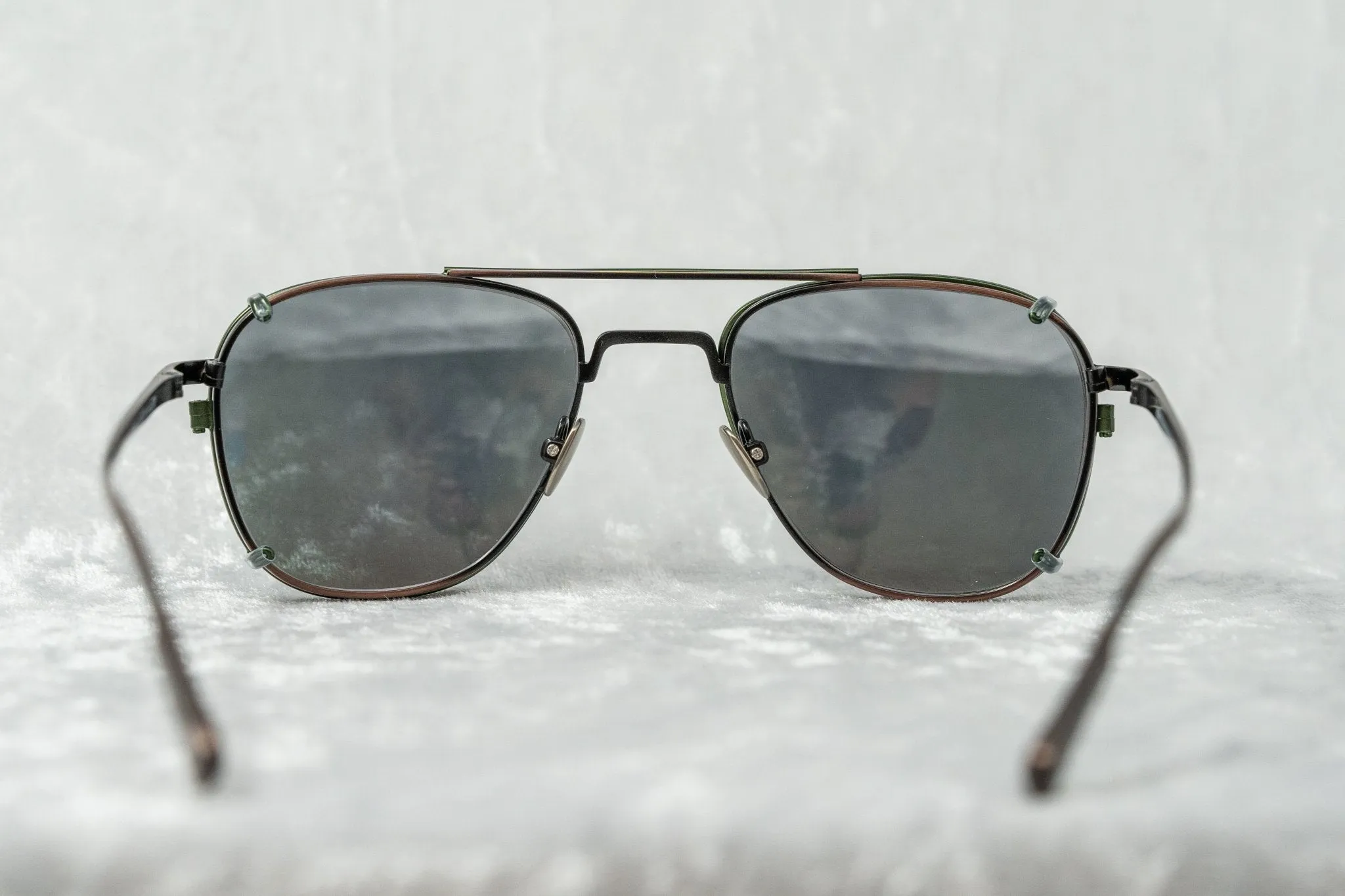 Kris Van Assche Sunglasses Rectangular Matte Bronze and Green