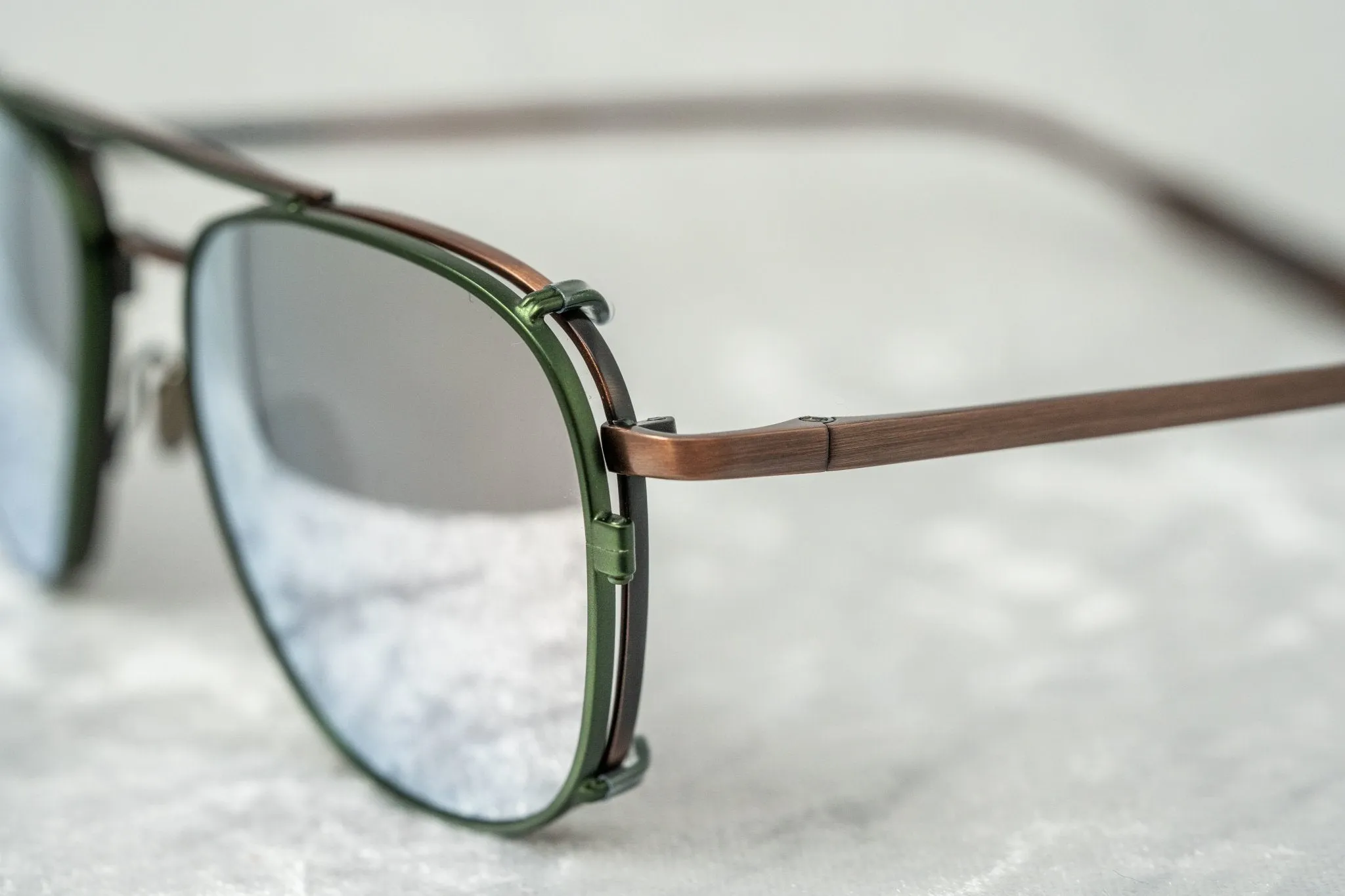 Kris Van Assche Sunglasses Rectangular Matte Bronze and Green