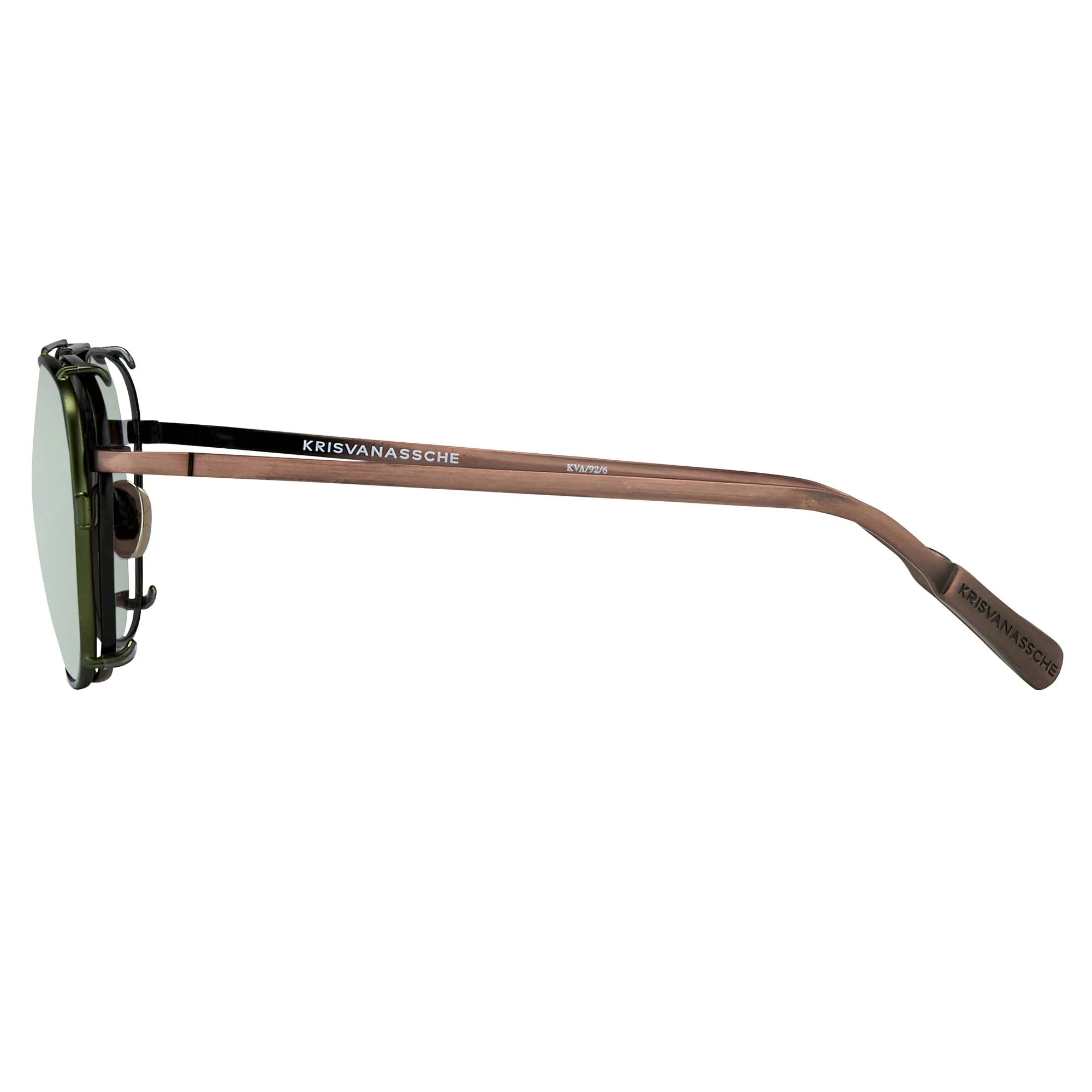 Kris Van Assche Sunglasses Rectangular Matte Bronze and Green