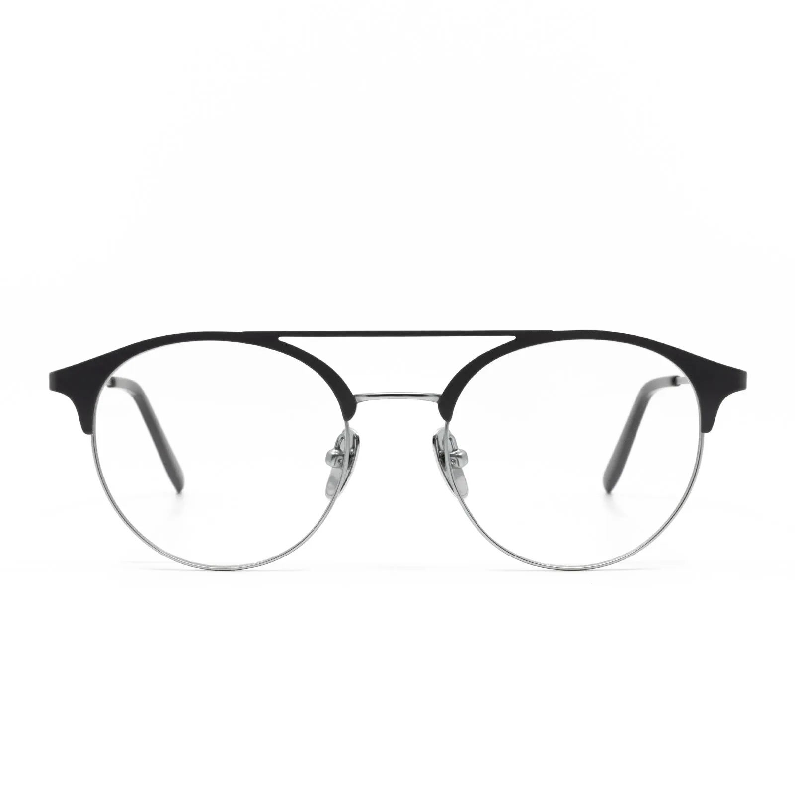 LEXI - SILVER   MATTE DARK GREY  CLEAR GLASSES