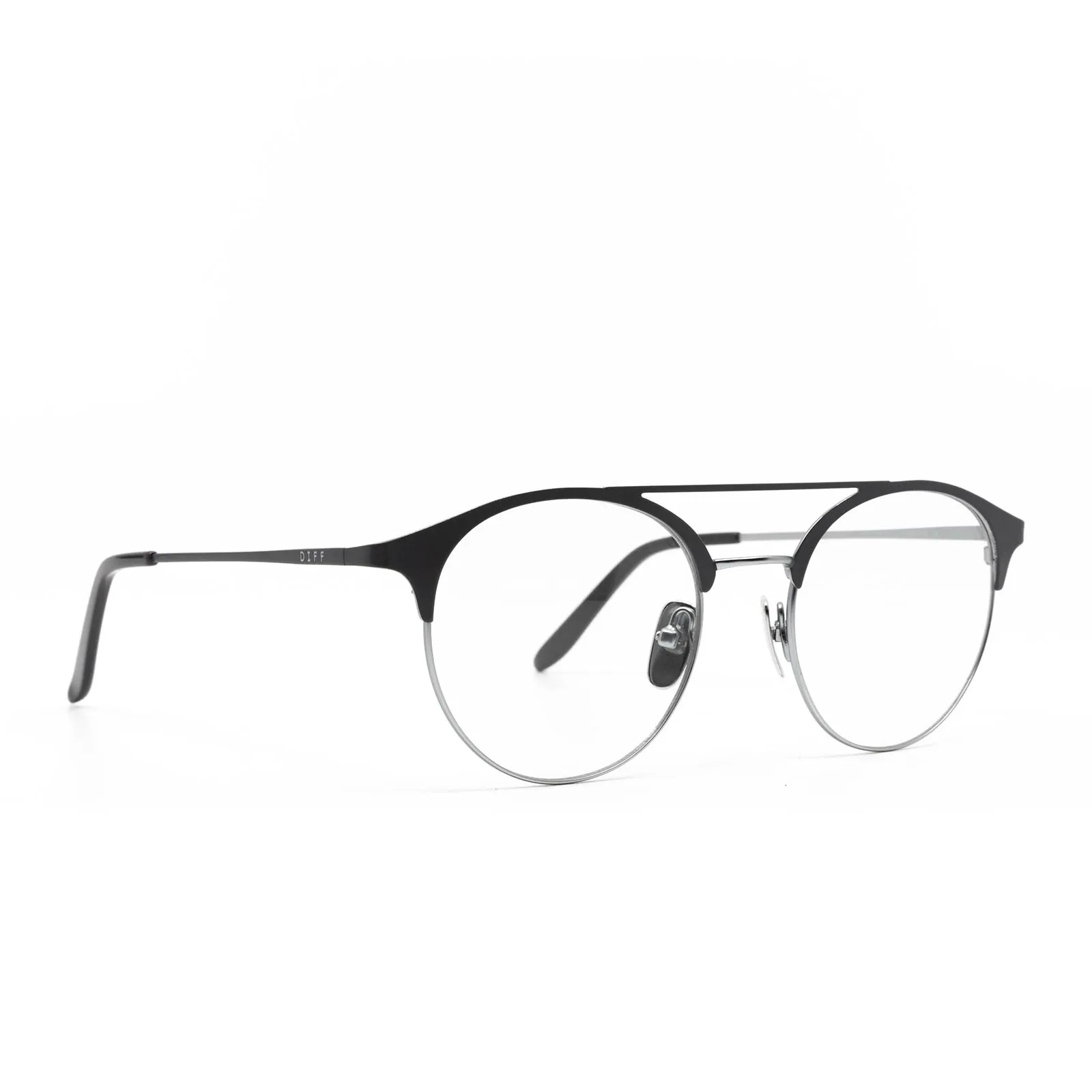 LEXI - SILVER   MATTE DARK GREY  CLEAR GLASSES