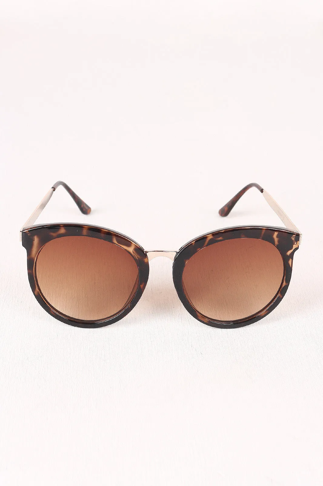 Oversized Metallic Accent Mirrored Sunglasses