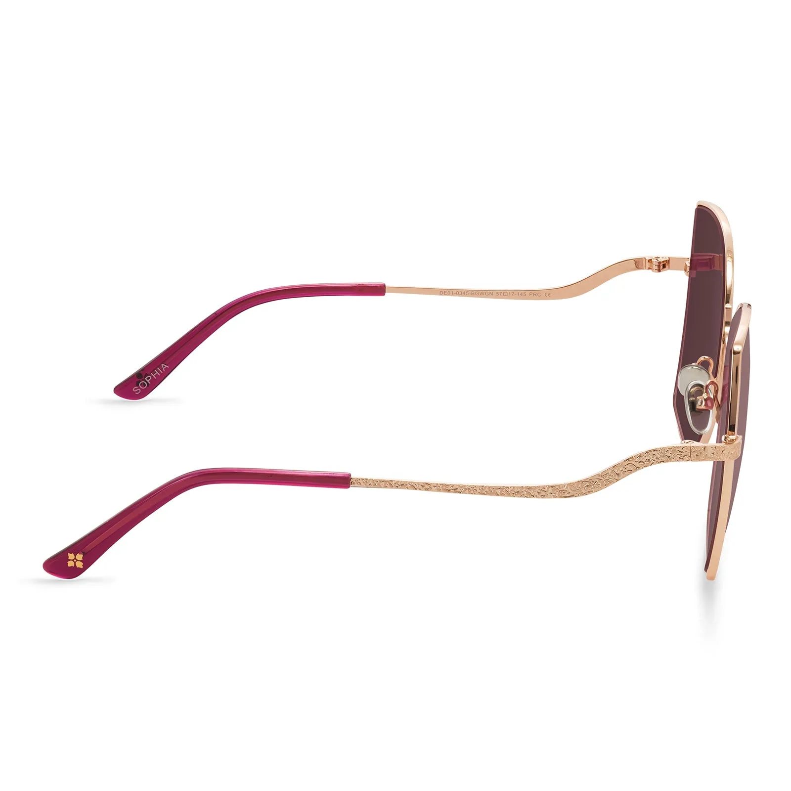 Patricia Nash Womens Sophia Gold and Wine Sunglasses
