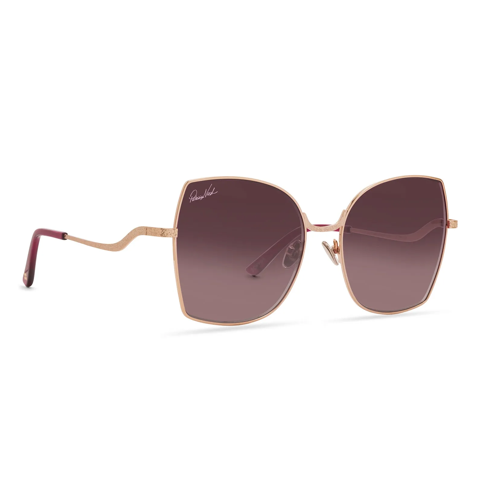Patricia Nash Womens Sophia Gold and Wine Sunglasses