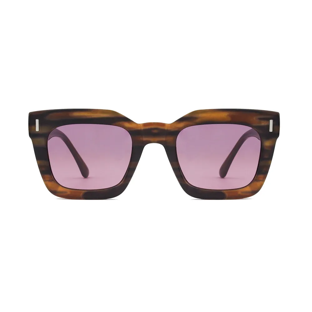 POLLY | Striped Brown | Pink Polarized Lens