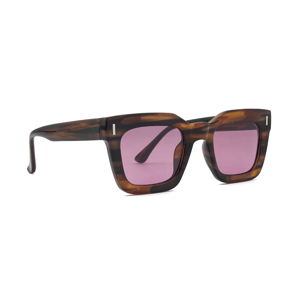 POLLY | Striped Brown | Pink Polarized Lens