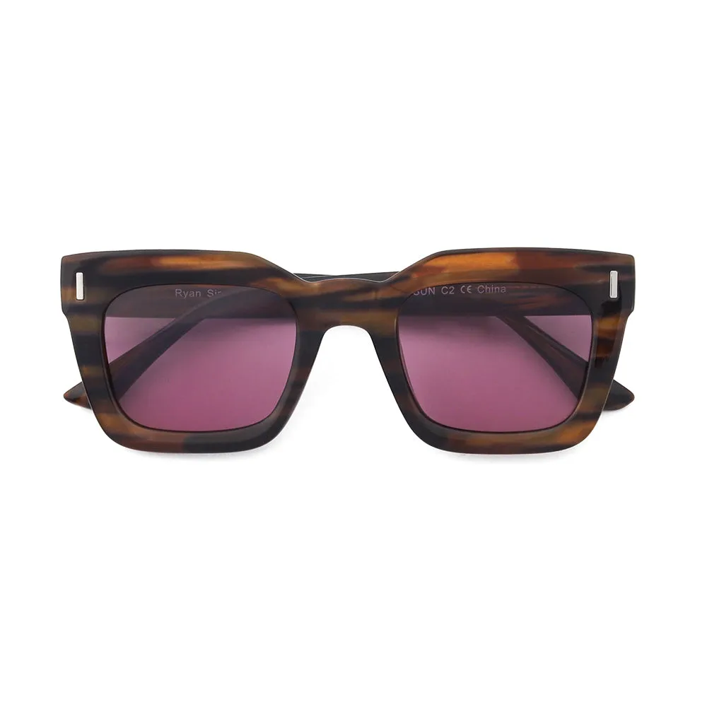 POLLY | Striped Brown | Pink Polarized Lens