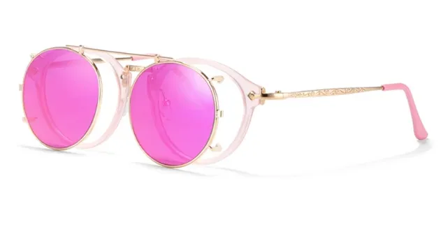 Pre Order:  Retro Steampunk Round Clip On UV400 Sunglasses