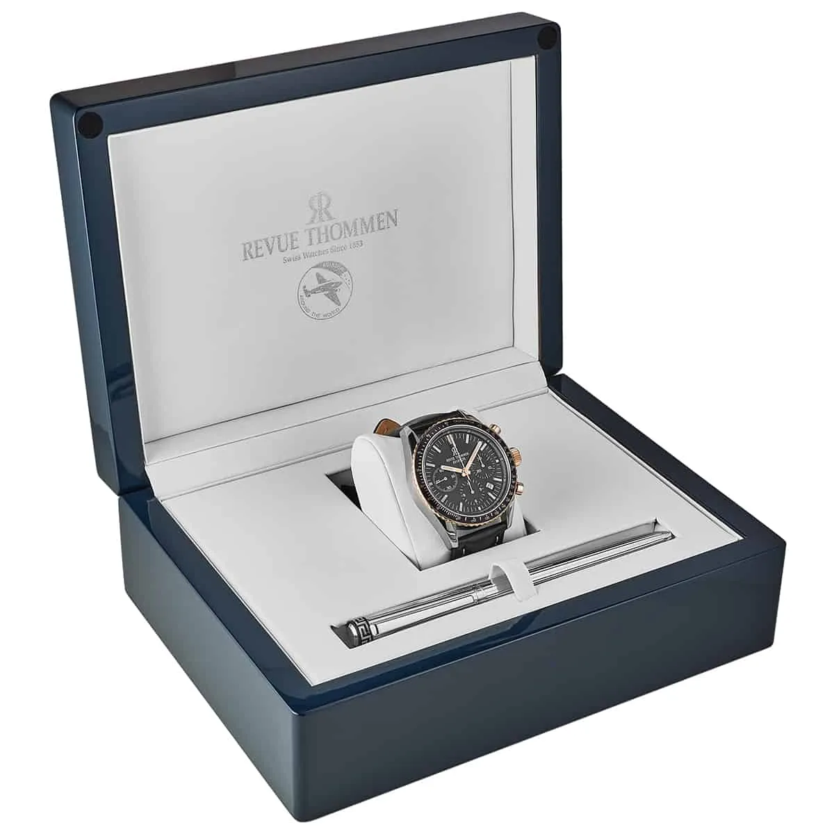 Revue Thommen Men's 17000.6557 'Aviator' Black Dial Two-Tone Chronograph Automatic Watch