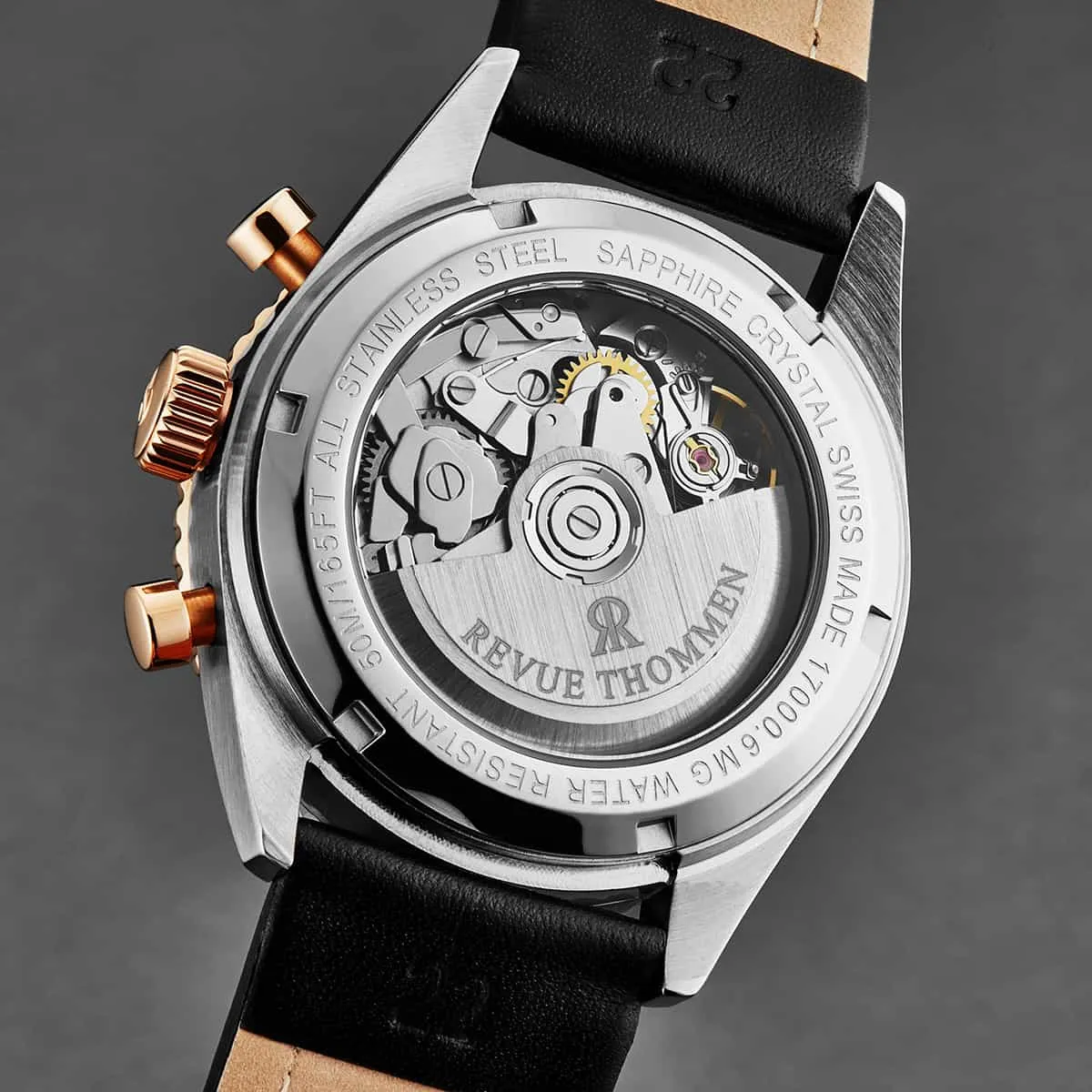 Revue Thommen Men's 17000.6557 'Aviator' Black Dial Two-Tone Chronograph Automatic Watch