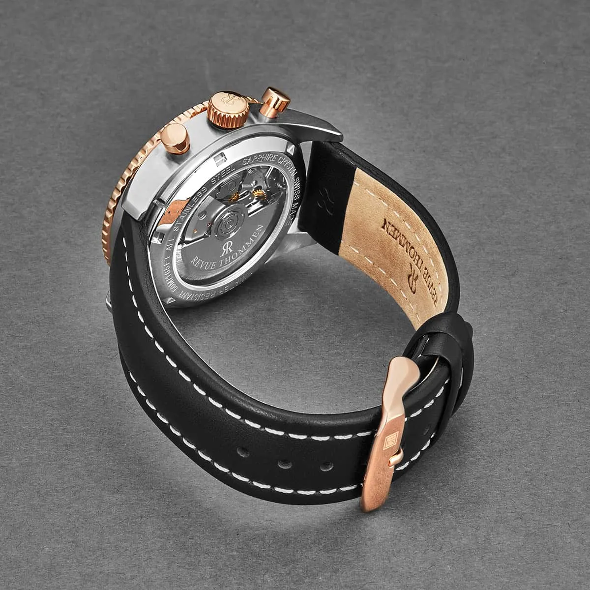 Revue Thommen Men's 17000.6557 'Aviator' Black Dial Two-Tone Chronograph Automatic Watch