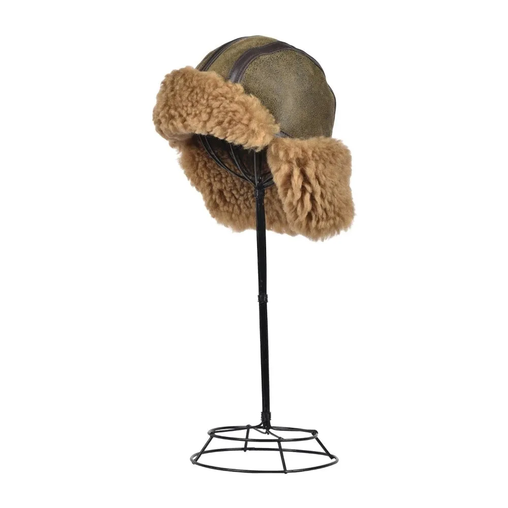Premium Tan Sheepskin Aviator Hat for Ultimate Warmth and Style