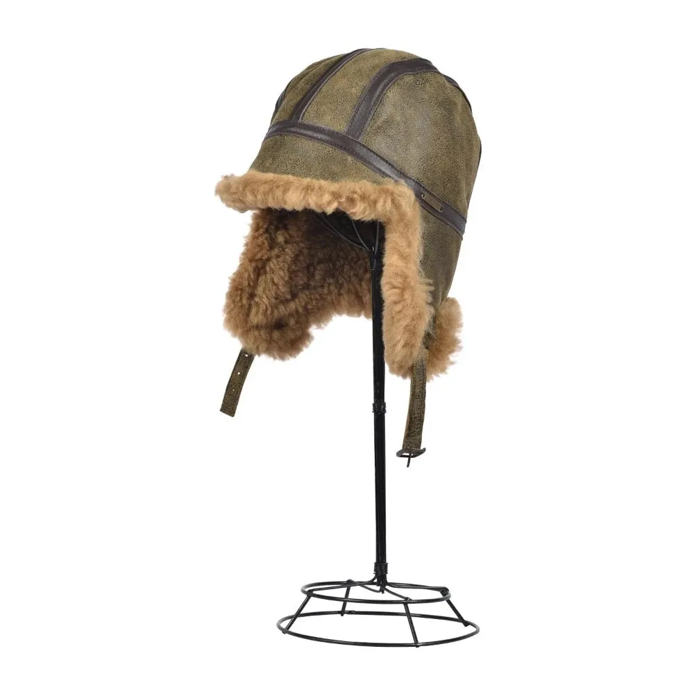 Premium Tan Sheepskin Aviator Hat for Ultimate Warmth and Style