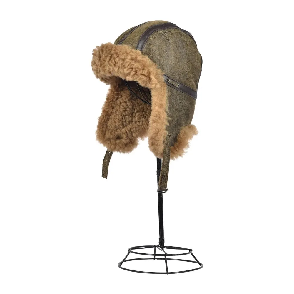 Premium Tan Sheepskin Aviator Hat for Ultimate Warmth and Style