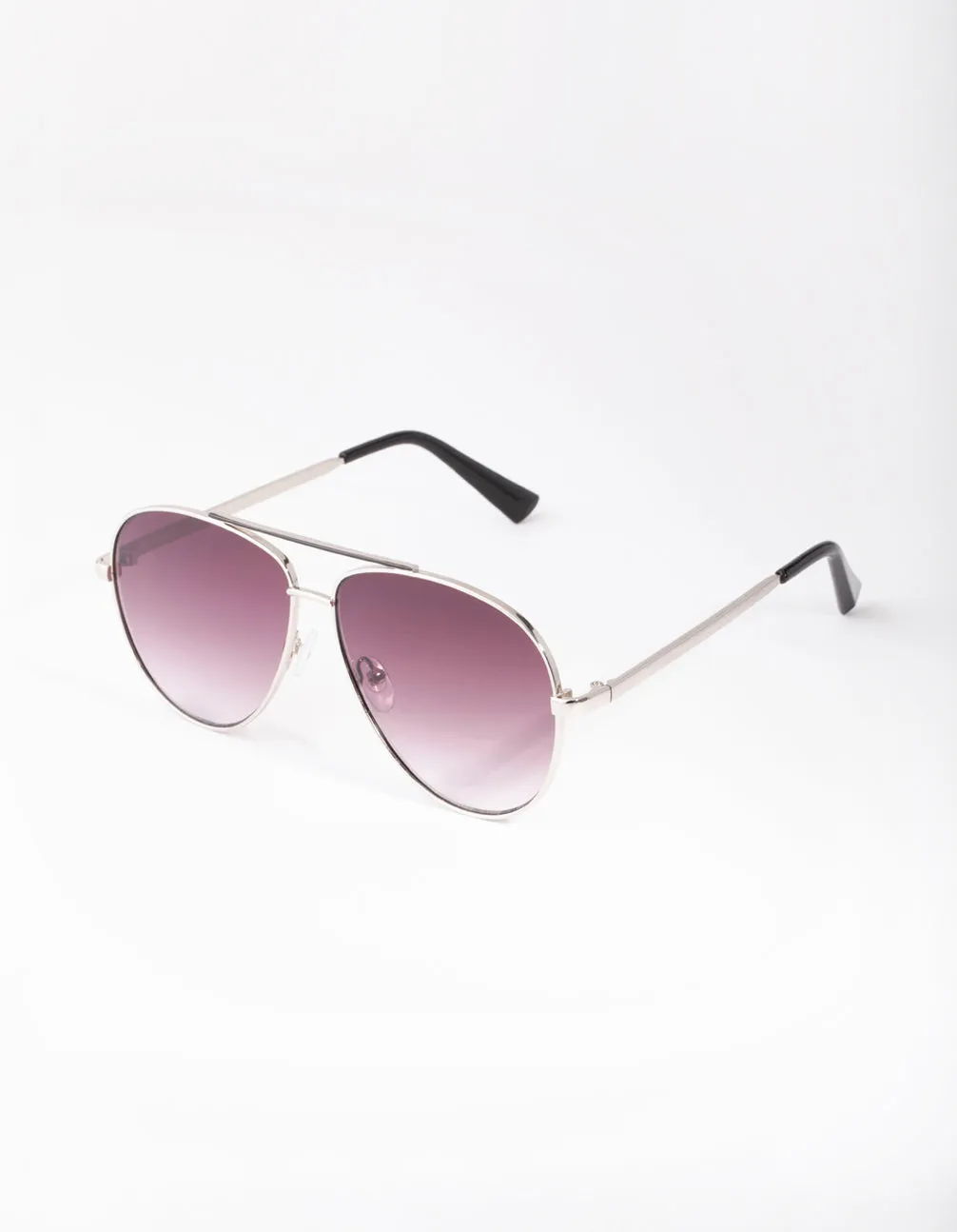 Silver Purple Aviator Sunglasses