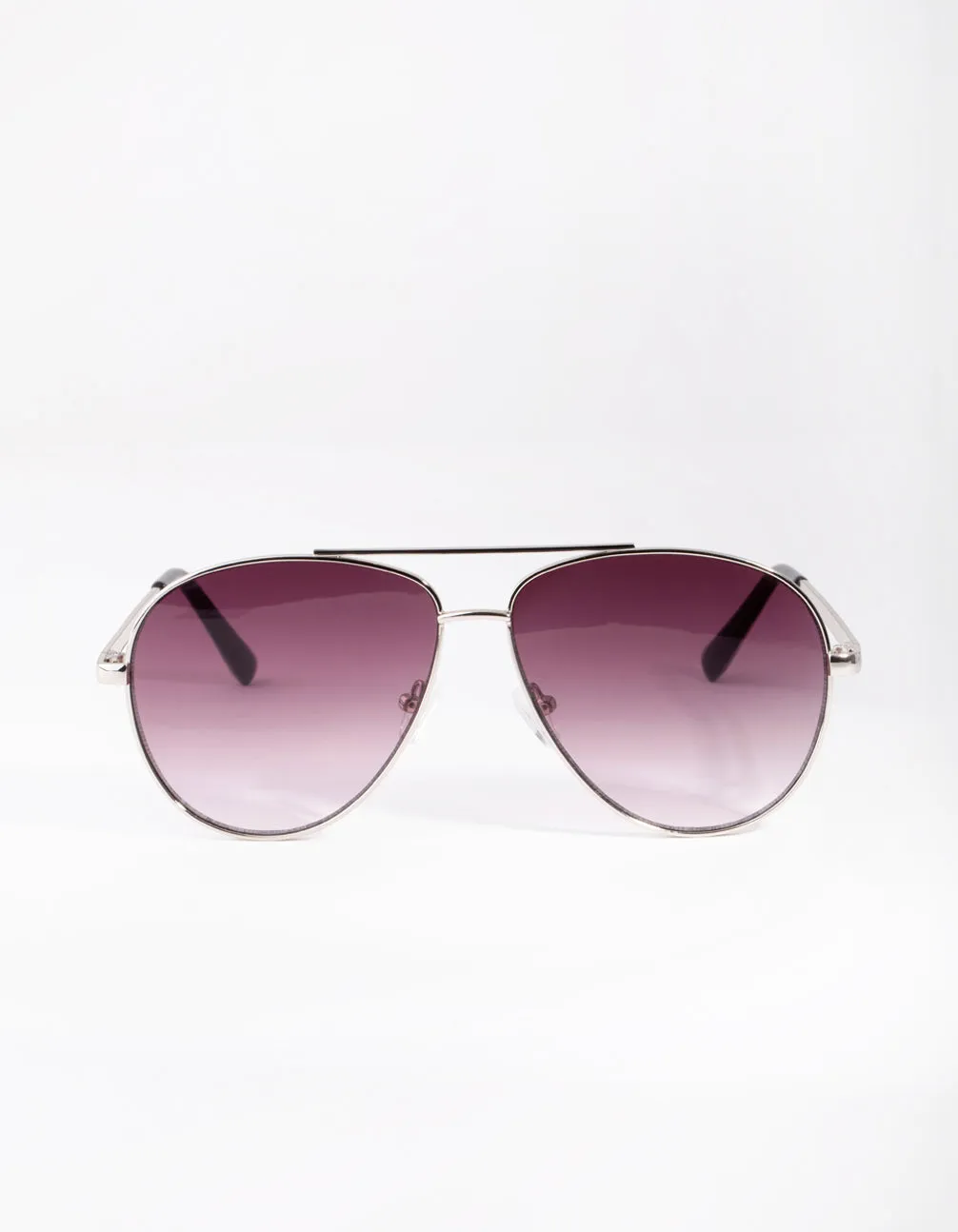 Silver Purple Aviator Sunglasses