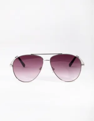 Silver Purple Aviator Sunglasses