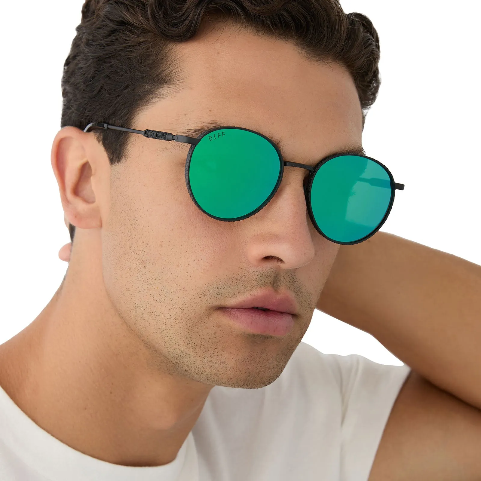 SNAPE™️ - MATTE BLACK METAL   GREEN MIRROR SUNGLASSES