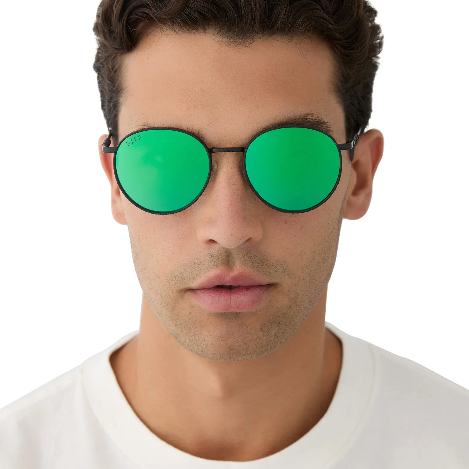 SNAPE™️ - MATTE BLACK METAL   GREEN MIRROR SUNGLASSES
